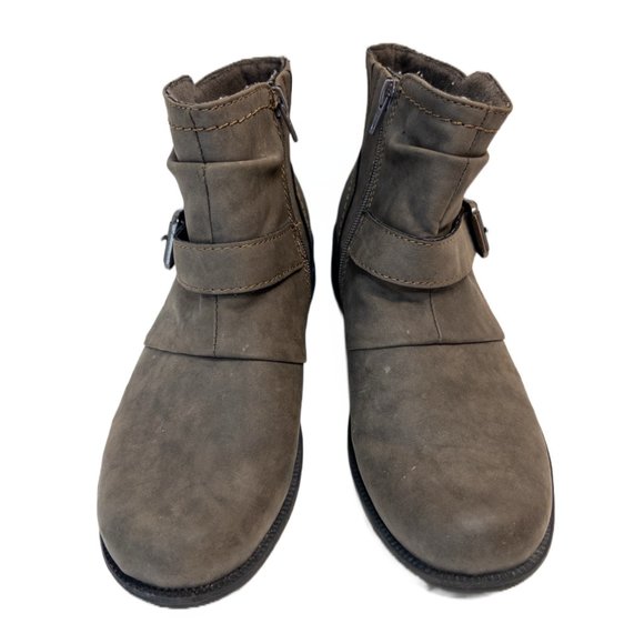 Earth Womens Size 8.5 Boot Paloma Taupe Ankle Bootie Faux Leather Buckle Shoe - Picture 3 of 9